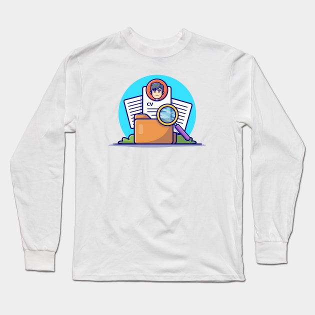 Curriculum Vitae Cartoon Vector Icon Illustration (3) Long Sleeve T-Shirt by Catalyst Labs